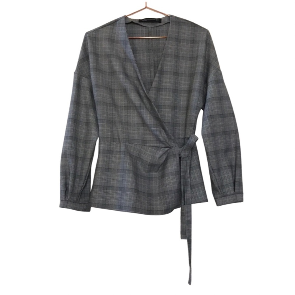 Zara Checked Wrap Blouse - image 2